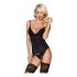 Obsessive 810-COR-1 - top cu portjartier și tanga din dantelă (negru)  - L/XL