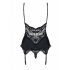 Obsessive 810-COR-1 - haut porte-jarretelles en dentelle et string (noir) - L/XL