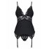 Obsessive 810-COR-1 - haut porte-jarretelles en dentelle et string (noir) - L/XL