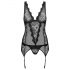 Emperita Obsessive - Embroidered Top and Thong (Black)  - L/XL