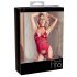 Abierta Fina - Shiny Chain Top and Thong (Red)  - L