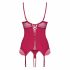 Obsessive Rosalyne - Corset-style Garter Top with Thong (Burgundy)