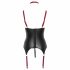 Cottelli Bondage - Glanzend bustier met kraag (zwart) - M