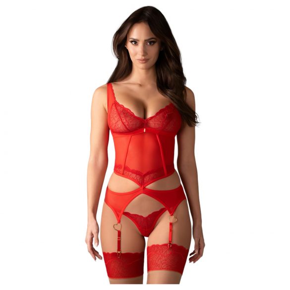 Obsessive Cupide Desir - Transparent Lace Top Set (Red)