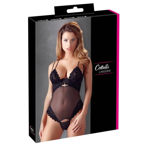 Cottelli - Body en velours ajustable (noir)