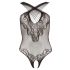 NO:XQSE - Halternek-mesh-body met bloemen en wijnstokmotief - zwart (S-L)