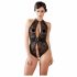 Abierta Fina - Floral Lace Charm Bodysuit (Black)  - M