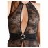 Abierta Fina - Floral Lace Charm Bodysuit (Black)  - M