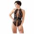 Abierta Fina - Floral Lace Charm Bodysuit (Black)  - XL