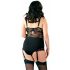 Cottelli Plus Size - Floral Suspender Bodysuit (Black)