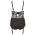 Cottelli Plus Size - Floral Suspender Bodysuit (Black)