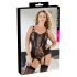 Body Sensuale e Stiloso con Reggicalze Floreale in Pizzo - Taglia Plus (Nero)  - 85E/L