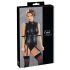 Cottelli Bondage - Sleeveless Glossy Bodysuit with Hand Restraints (Black)