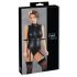 Cottelli Bondage - Sleeveless Glossy Bodysuit with Hand Restraints (Black)