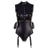 Cottelli Bondage - Sleeveless Glossy Bodysuit with Hand Restraints (Black)