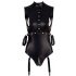 Cottelli Bondage - Sleeveless Glossy Bodysuit with Hand Restraints (Black)