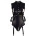 Cottelli Bondage - Sleeveless Glossy Bodysuit with Hand Restraints (Black)