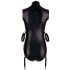 Cottelli Bondage - Sleeveless Glossy Bodysuit with Hand Restraints (Black)