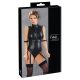 Cottelli Bondage - Sleeveless Glossy Bodysuit with Hand Restraints (Black)  - M