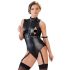 Cottelli Bondage - Sleeveless Glossy Bodysuit with Hand Restraints (Black)  - M