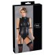 Cottelli Bondage - Sleeveless Glossy Bodysuit with Hand Restraints (Black)  - XL