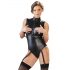 Cottelli Bondage - Sleeveless Glossy Bodysuit with Hand Restraints (Black)  - XL