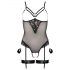 Cottelli Bondage - Metal Ring Strappy Bodysuit with Hand Restraints (Black)  - M