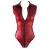 Cottelli Party - Zippered Sleeveless Shiny Bodysuit (Burgundy)  - M