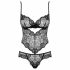 Obsessive Alluria - Florales Spitzen-Bodysuit (Schwarz)