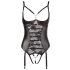 Abierta Fina - Sparkling Strap Lace Open Bodysuit (Black)