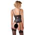 Abierta Fina - funkelndes Spitzen-Body mit Riemen und offenem Schnitt (schwarz)  - 80B/M