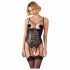 Abierta Fina - Sparkling Strap Lace Open Bodysuit (Black)  - 80C/M