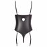 Abierta Fina - Sparkling Strap Lace Open Bodysuit (Black)  - 80C/M