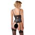 Abierta Fina - funkelndes Spitzen-Body mit Riemen und offenem Schnitt (schwarz)  - 85C/L