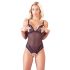 Cottelli - Lace and Pearl Open Bodysuit (Black)