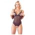 Cottelli - Lace and Pearl Open Bodysuit (Black)