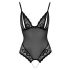 Cottelli - Lace and Pearl Open Bodysuit (Black)  - L