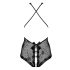 Obsessive Fiorenta - Body en dentelle ouvert avec perles (noir)