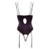 Abierta Fina - Strappy Rhinestone Bodysuit (Black)  - 85B/L