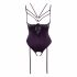 Abierta Fina - Strappy Rhinestone Bodysuit (Black)  - 85C/XL