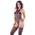 Set di Body e Calze con Giarettiera da Donna - NO:XQSE - Design Ondulato - Nero (Taglia Unica S-L)