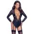 Cottelli Bondage - Open, Long Sleeve Bodysuit (Black)  - M