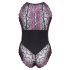 Cottelli Plus Size - Floral Bodysuit (Black-Purple)