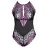 Cottelli Plus Size - Floral Bodysuit (Black-Purple)  - 2XL