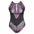 Cottelli Plus Size - Floral Bodysuit (Black-Purple)  - 3XL