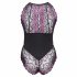 Cottelli Plus Size - Floral Bodysuit (Black-Purple)  - 3XL