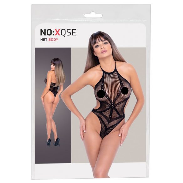 Body con Motivo a Croce in Rete - Nero (Taglia Unica S-L)