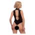 Abierta Fina - Body en dentelle ouvert avec strass (noir) - M