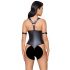 Cottelli Bondage - Glossy Open Bodysuit with Rings (Black)