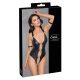 Cottelli Bondage - Glossy Open Bodysuit with Rings (Black)  - M